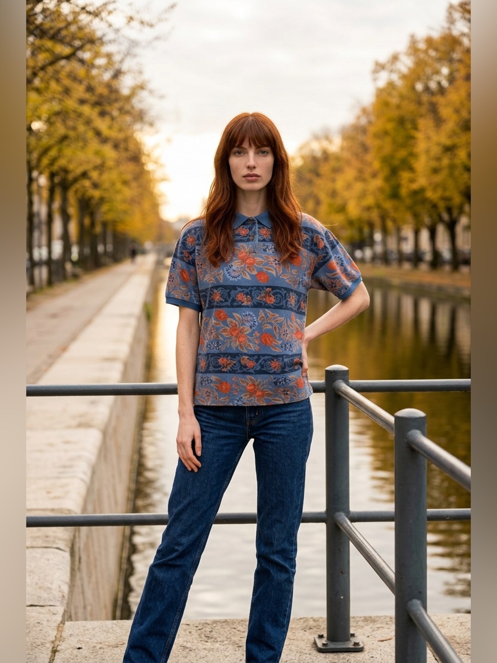 Vintage Hunt Club Floral Polo Shirt – Size S